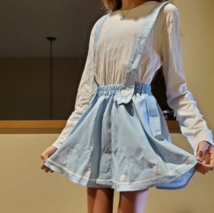 Blue Kitty Suspender Skirt (S)